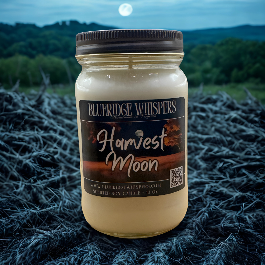 Hollow Harvest Moon Soy Candle | 16 oz Mason Jar - Blue Ridge Whispers