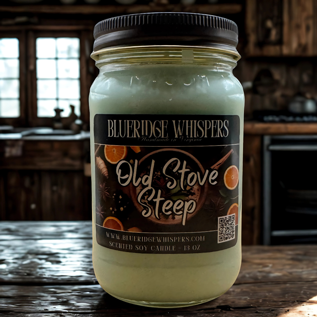 Old Stove Steep – Hand-Poured Soy Candle (16 oz Mason Jar)