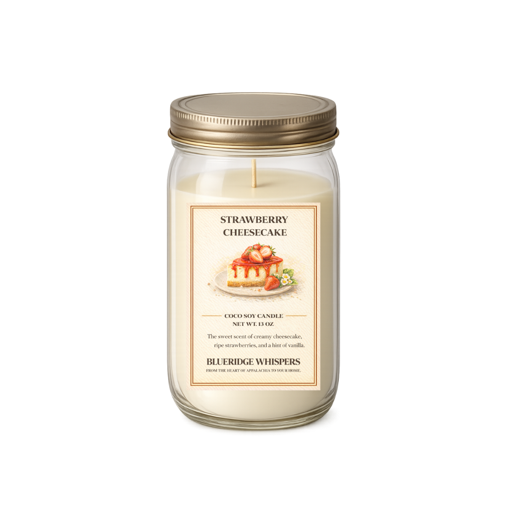 Strawberry Cheesecake – Dessert Soy Candle with Vanilla & Graham Crust | 16 oz Mason Jar