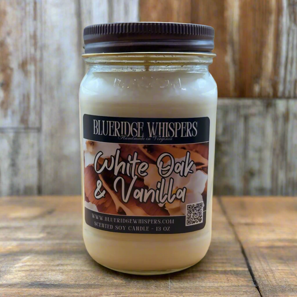 White Oak Vanilla Mason Jar Soy Candle