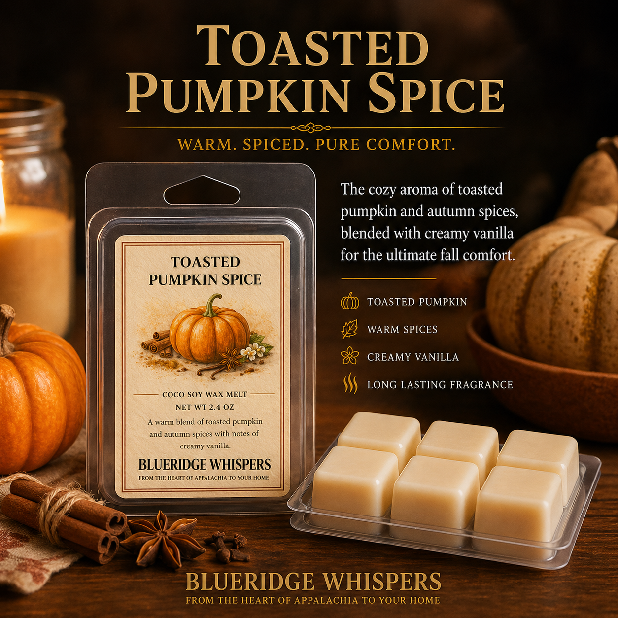Toasted Pumpkin Spice Wax Melts – Fall Scented Soy