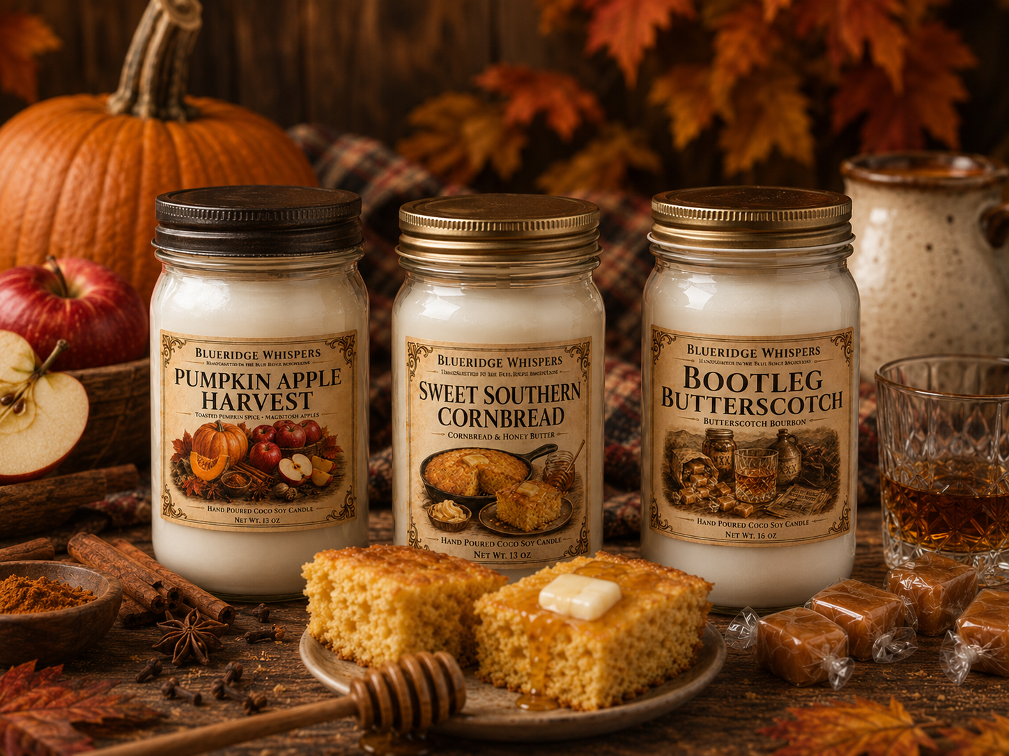 Hand-poured BlueRidge Whispers candles
