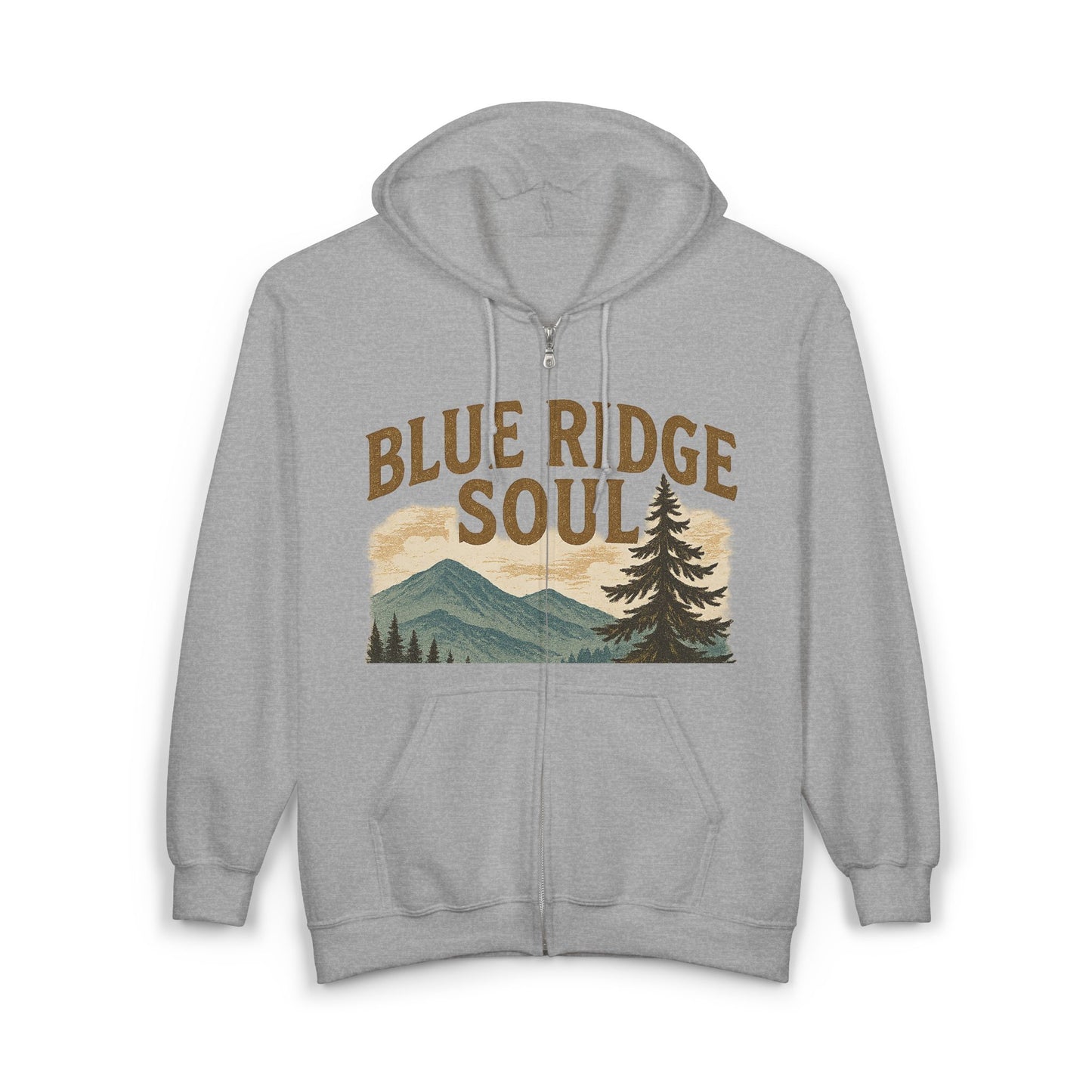 Blue Ridge Soul Full Zip Hoodie - Cozy, Nature-Inspired Sweatshirt for Outdoor Lovers, Great for Camping, Gifts, and Relaxing