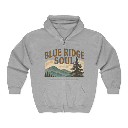 Blue Ridge Soul Full Zip Hoodie - Cozy, Nature-Inspired Sweatshirt for Outdoor Lovers, Great for Camping, Gifts, and Relaxing