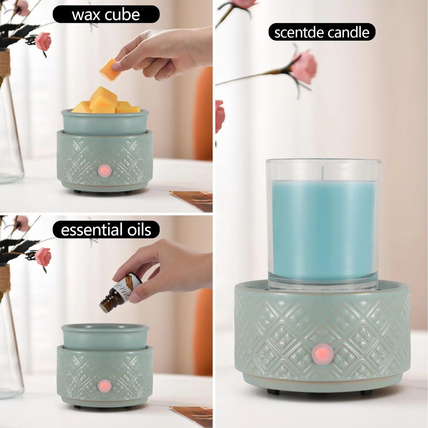 mocosa Wax Melt Warmer for Scented Wax,3-in-1Ceramic Wax Warmer Fragrances Candle Oils, Home Fragrance Wax Burner,Electric Candle Warmer as Gift for Mom Women(Black) Blue Ridge Whispers