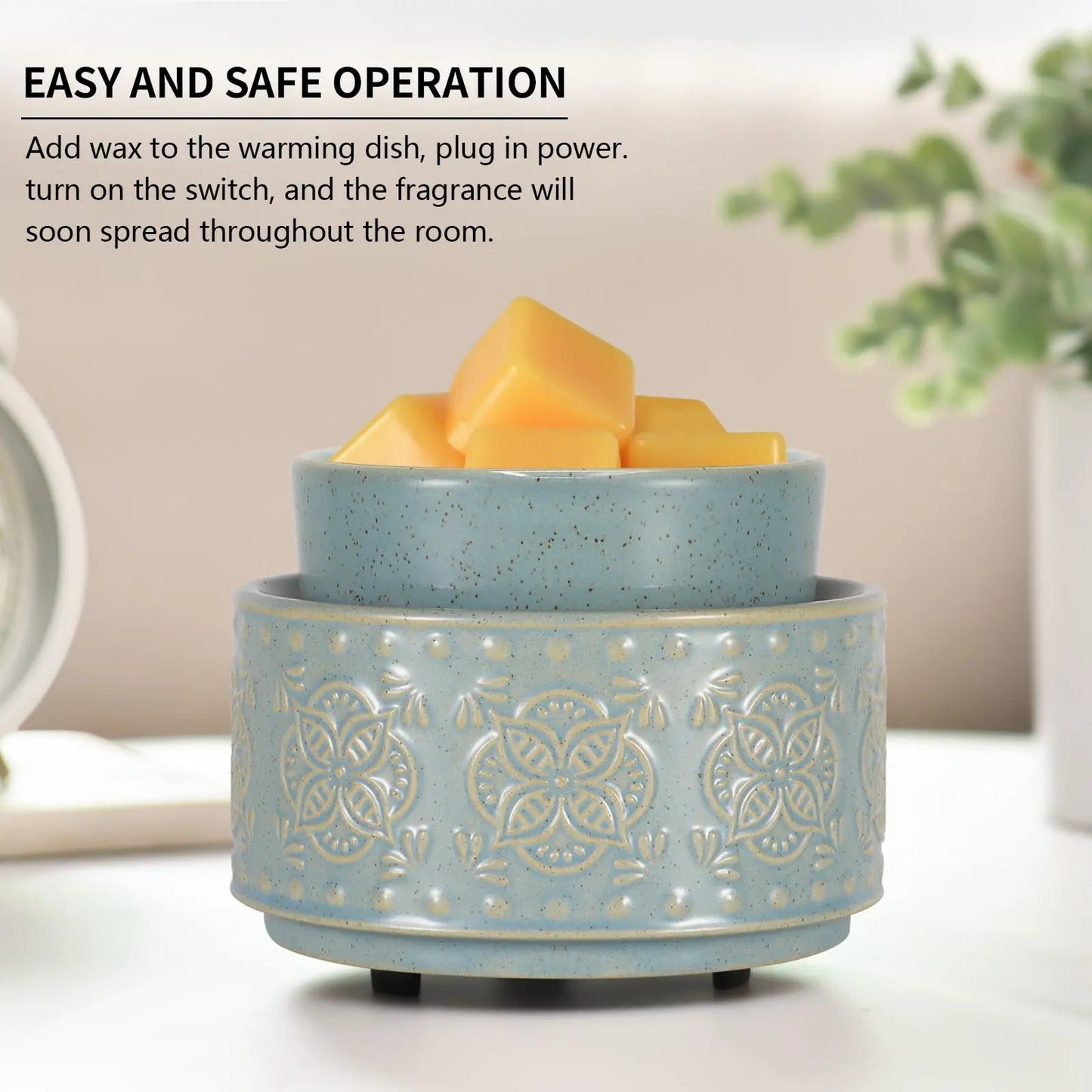 mocosa Ceramic Wax Warmer Wax Melt Warmer for Scented Wax 3-1 Electric Candle Warmer Home Fragrance Wax Burner as Gifts for Mom Grandma Women(Beige-Granular) Blue Ridge Whispers