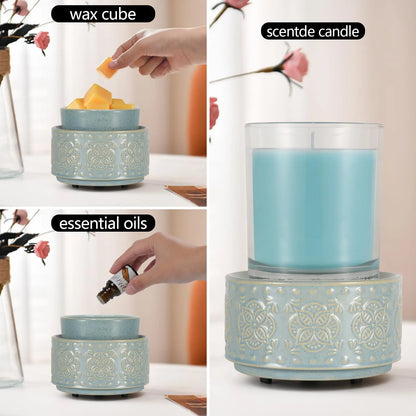 mocosa Ceramic Wax Warmer Wax Melt Warmer for Scented Wax 3-1 Electric Candle Warmer Home Fragrance Wax Burner as Gifts for Mom Grandma Women(Beige-Granular) Blue Ridge Whispers