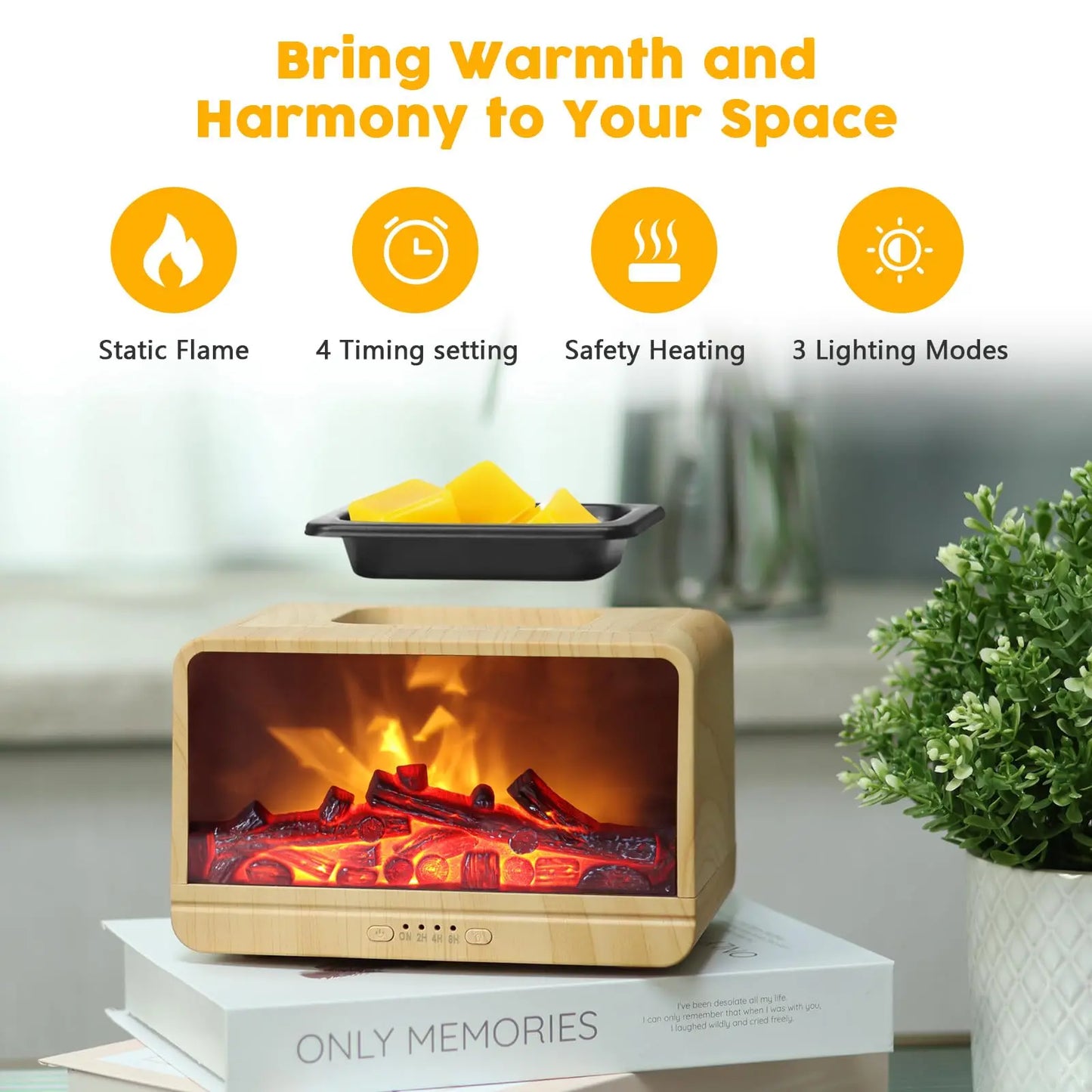 Flame Fireplace Candle Wax Warmer EQUSUPRO