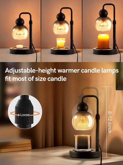 Candle Warmer Lamp with Timer and Dimmer Gourd Mirror-Glass Electric Wax Melt Warmer,Flameless Scented Candle Warmer Adjustable Height Candle Lamp Warmer with 2 Bulbs Home Decor & Best Gift for Her Petrala