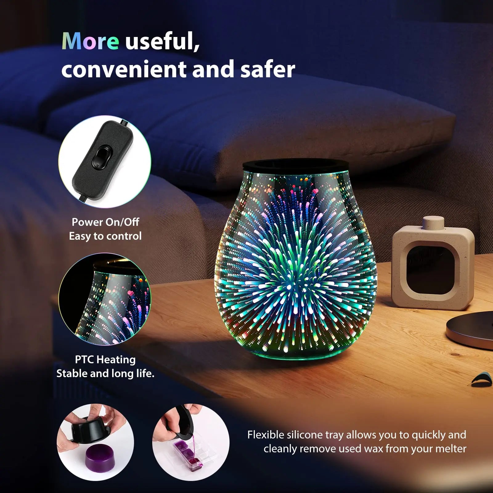 3D Firework Glass Wax Warmer inrorans