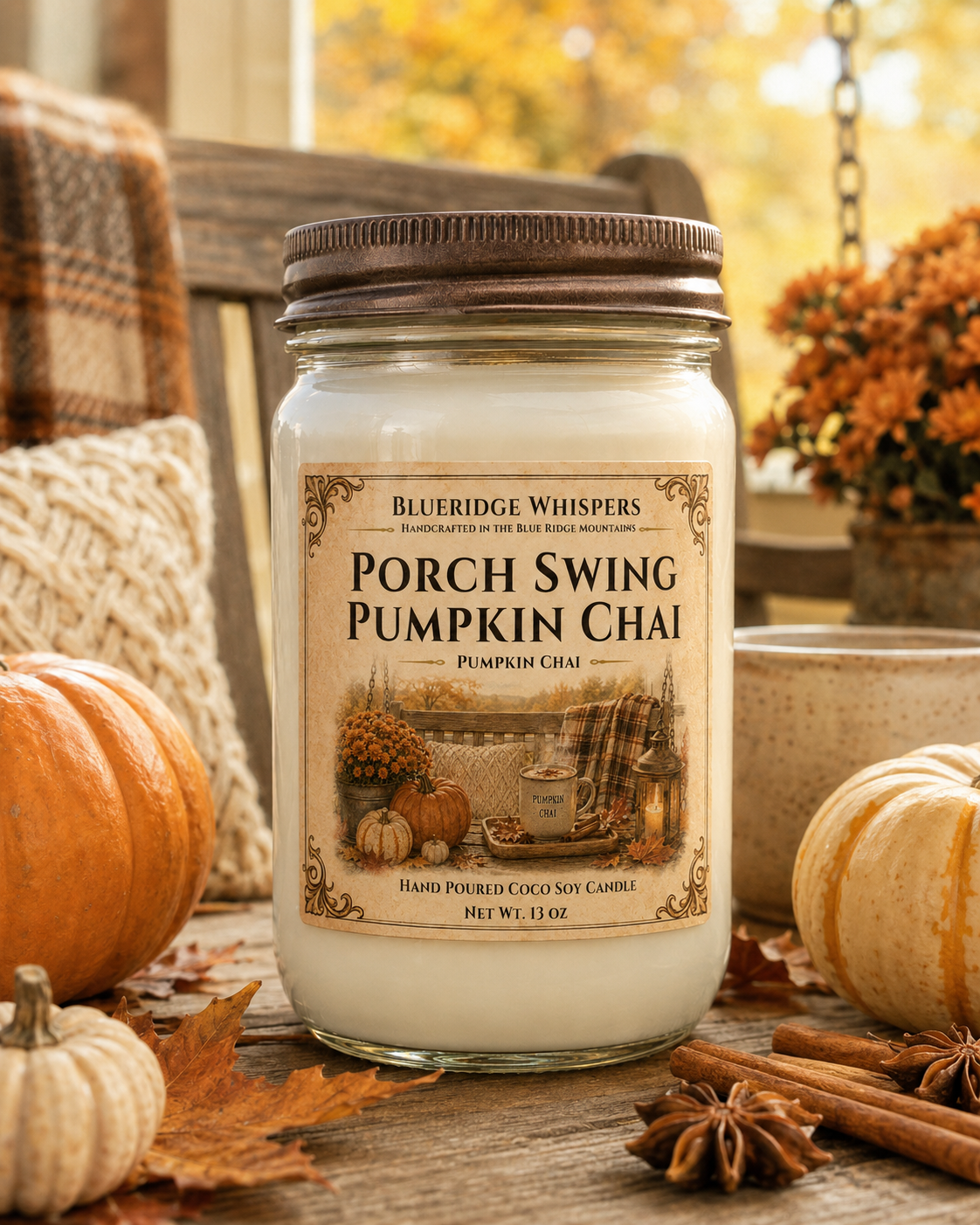 Porch Swing Pumpkin Chai – Pumpkin Chai Coco Soy Candle