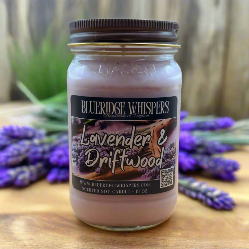 Lavender Driftwood Mason Jar Soy Candle