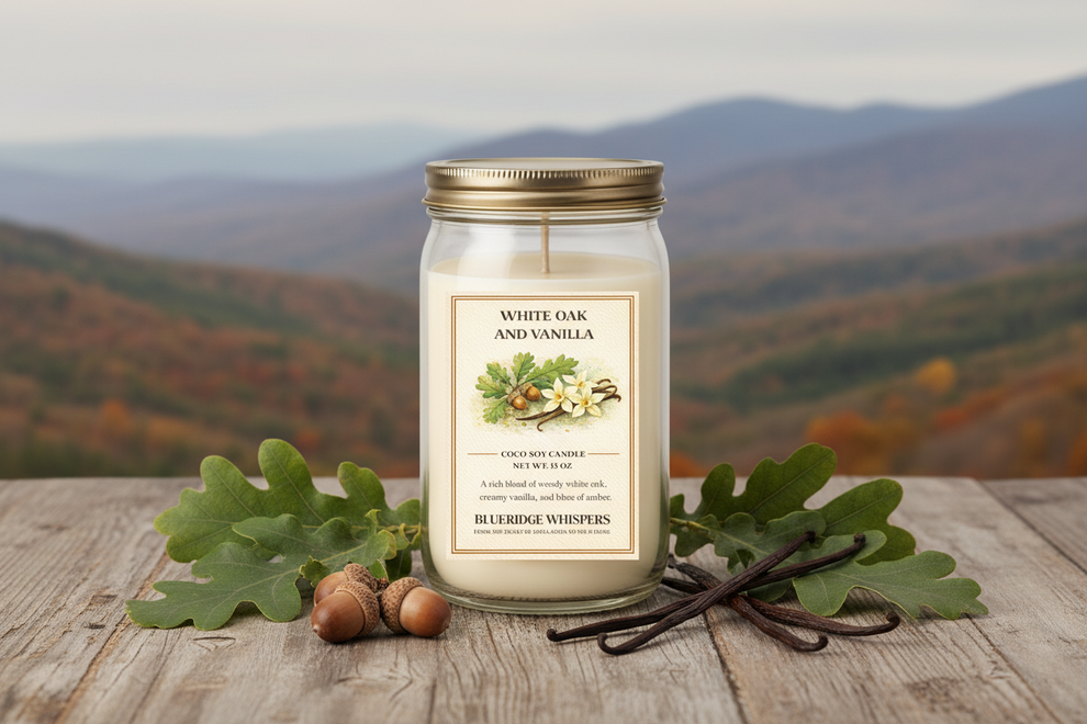 White Oak and Vanilla candle from BlueRidge Whispers