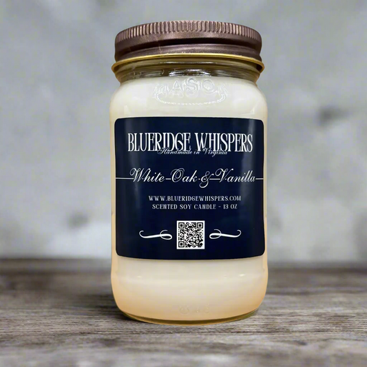 White Oak and Vanilla Mason Jar Soy Candle