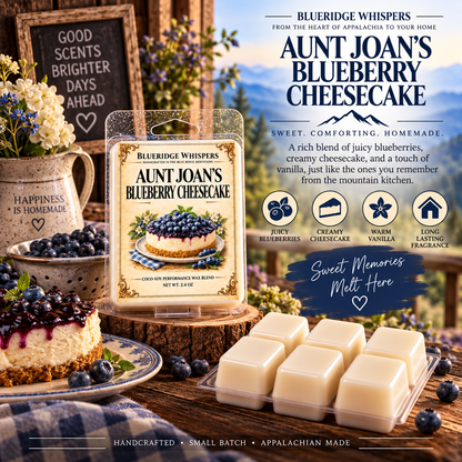 Aunt Joans Blueberry Cheesecake Soy Wax Melts — Blue Ridge Whispers wax melt product photo
