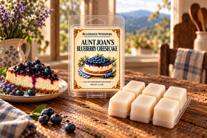 BRW Hero — Aunt Joans Blueberry Cheesecake Soy Wax Melts in an Appalachian home