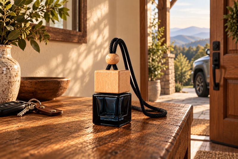 BRW Hero — Black Cube Car Diffuser in an Appalachian home