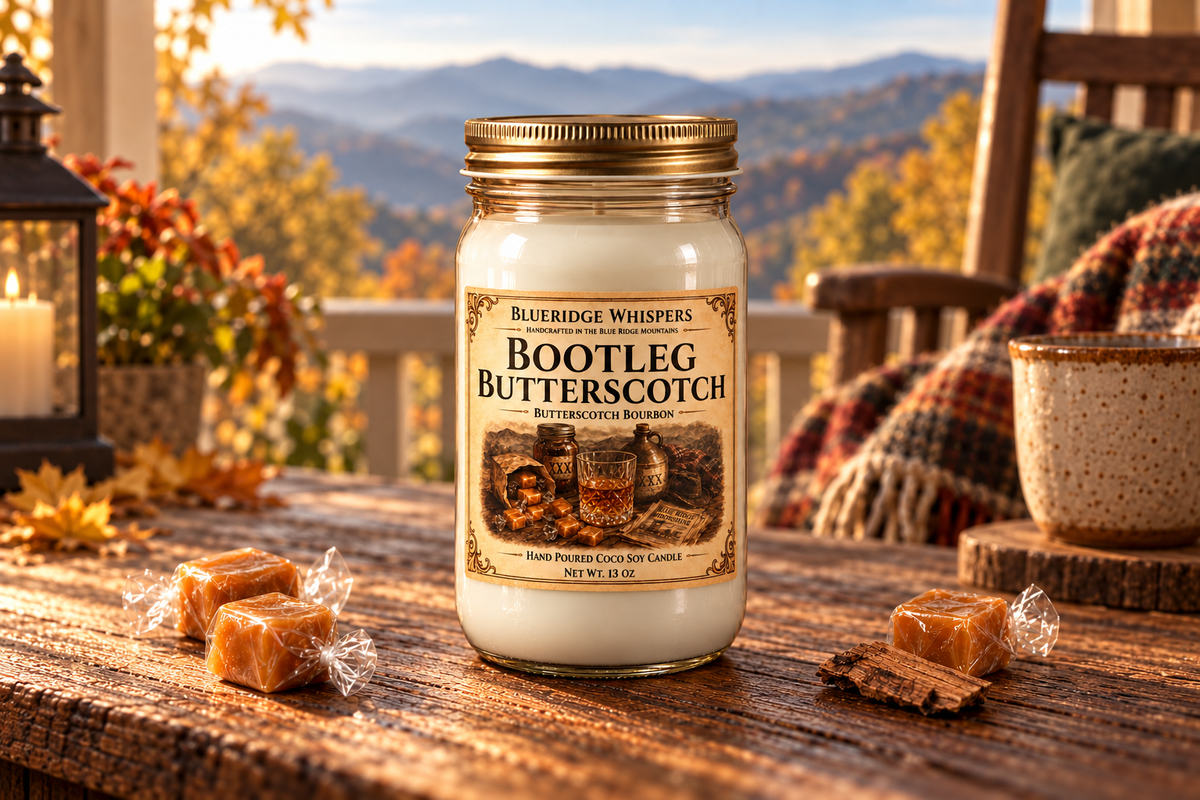 BRW Hero — Bootleg Butterscotch – Bourbon Coco-Soy Candle in an Appalachian home