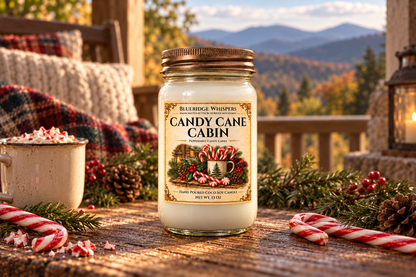 BRW Hero — Candy Cane Cabin – Peppermint Coco-Soy Candle in an Appalachian home