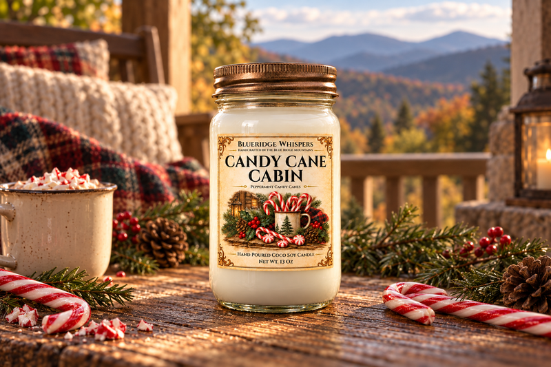 BRW Hero — Candy Cane Cabin – Peppermint Coco-Soy Candle in an Appalachian home