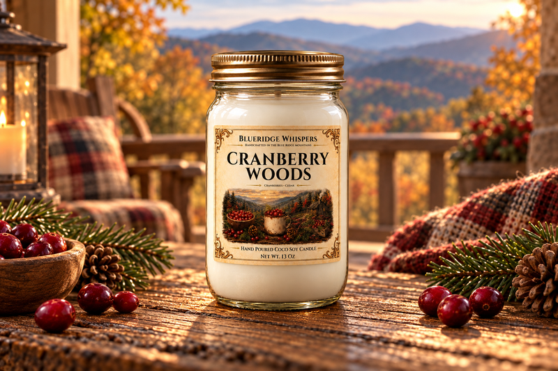 BRW Hero — Cranberry Woods – Spiced Berry Coco-Soy Candle in an Appalachian home