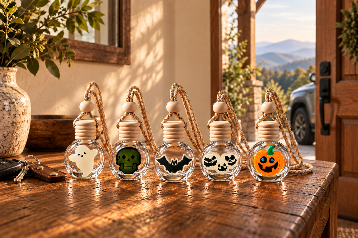 BRW Hero — Halloween GLOW in the Dark Hanging Car Freshener in an Appalachian home