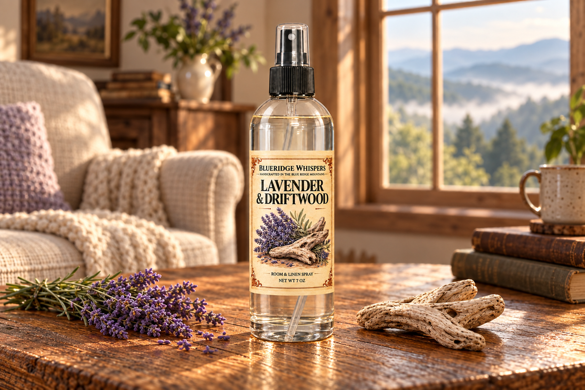 BRW Hero — Lavender & Driftwood Room & Fabric Spray in an Appalachian home