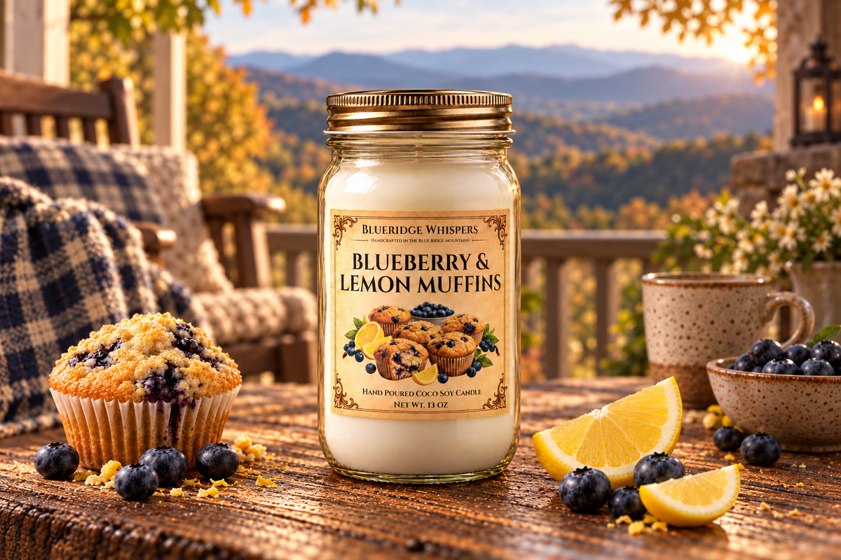 BRW Hero — Blueberry & Lemon Muffins – Bakery Coco-Soy Candle in an Appalachian home