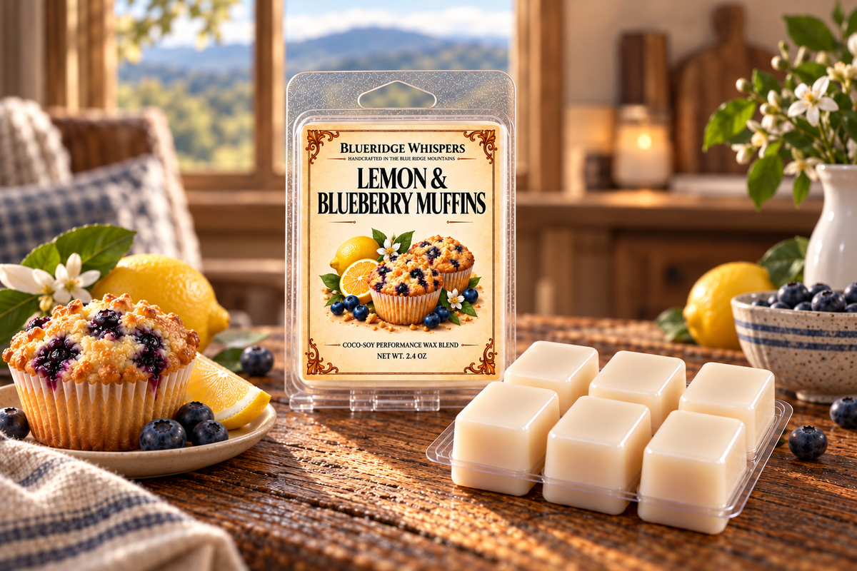 BRW Hero — Lemon-Blueberry Muffin Soy Wax Melts in an Appalachian home