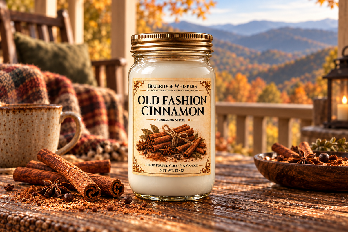 BRW Hero — Old Fashioned Cinnamon – Spice Coco-Soy Candle in an Appalachian home