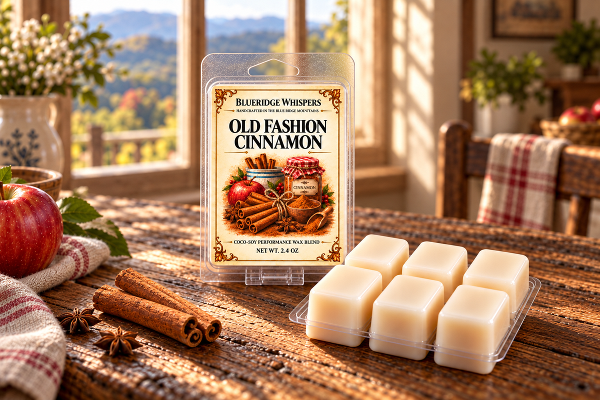 BRW Hero — Old Fashion Cinnamon Wax Melt in an Appalachian home