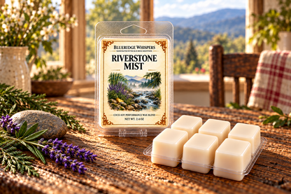 BRW Hero — Riverstone Mist Wax Melts – Marine, Lavender & Cedar in an Appalachian home