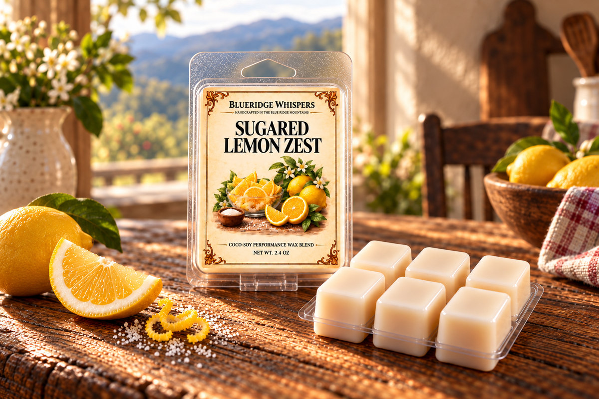 BRW Hero — Sugared Lemon Zest – Soy Wax Melt in an Appalachian home