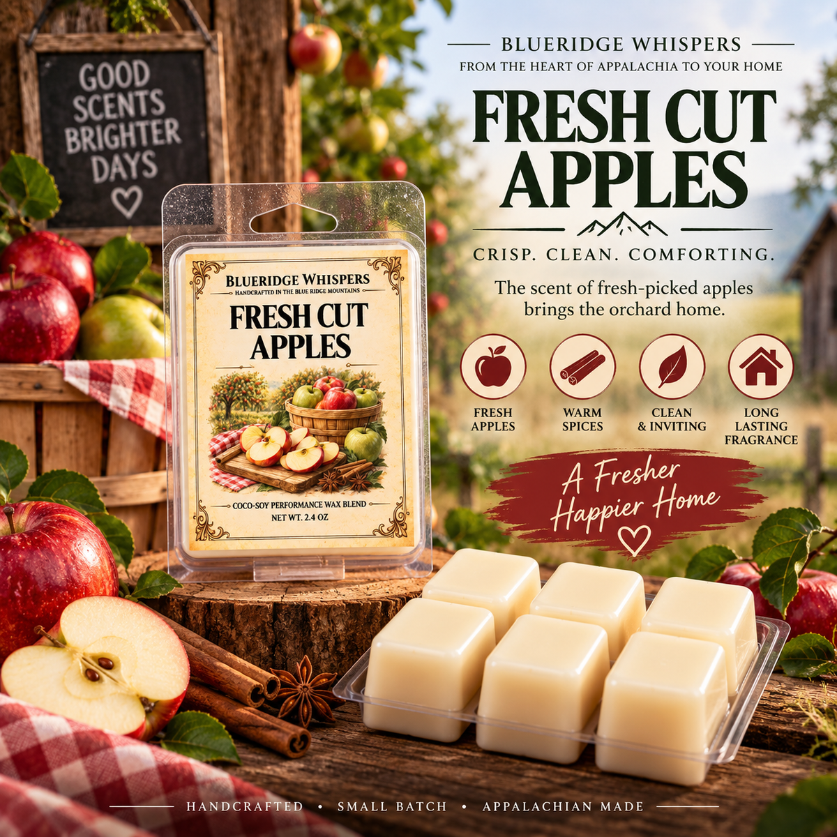 Fresh Cut Apple Scented Wax Melts — Blue Ridge Whispers wax melt product photo
