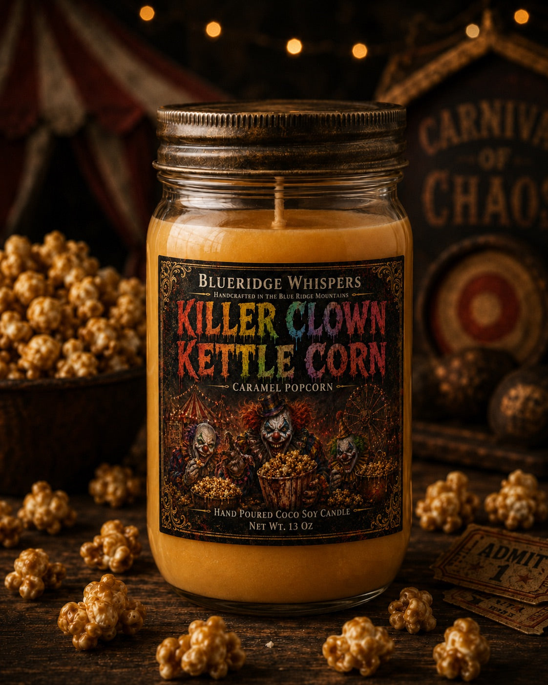 Killer Clown Kettle Corn Limited Edition Halloween Candle