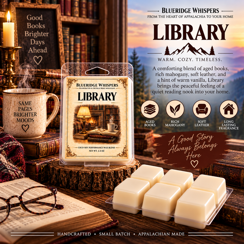 Library Wax Melts - Leather & Aged Paper Aromatic Home Fragrance — Blue Ridge Whispers wax melt product photo