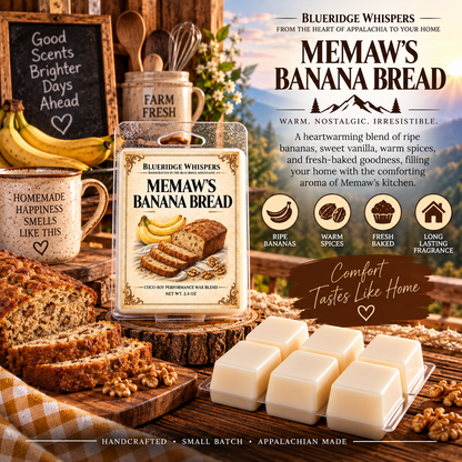 Memaw’s Banana Bread – Warm Baked Wax Melts — Blue Ridge Whispers wax melt product photo