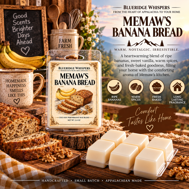 Memaw’s Banana Bread – Warm Baked Wax Melts — Blue Ridge Whispers wax melt product photo