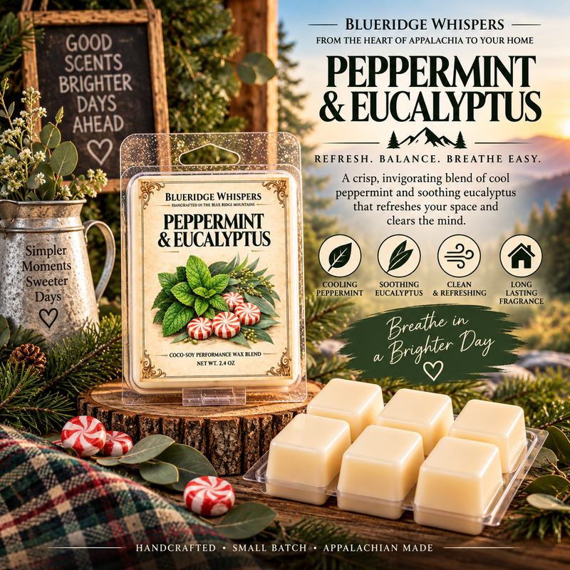 Peppermint & Eucalyptus — Blue Ridge Whispers wax melt product photo