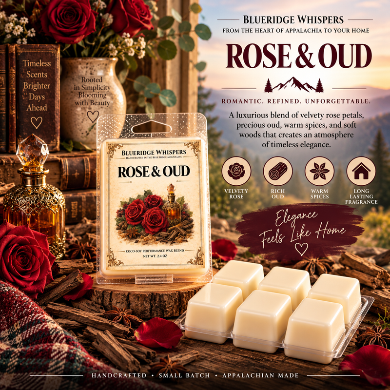 Rose and Oud Soy Wax Melts — Blue Ridge Whispers wax melt product photo