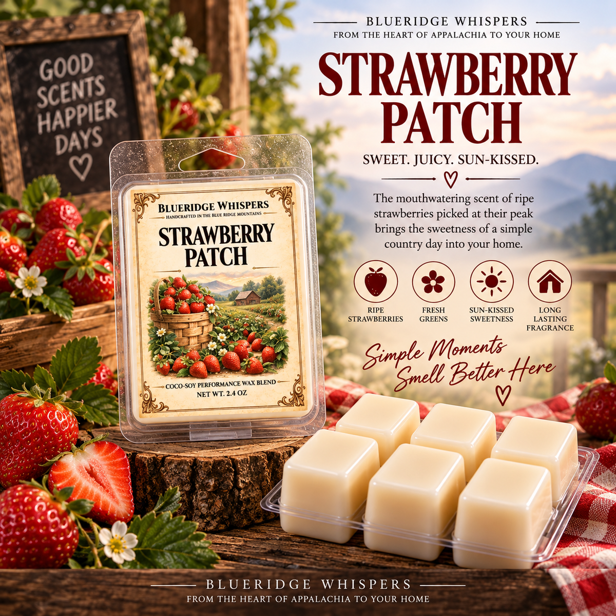 Strawberry Patch — Blue Ridge Whispers wax melt product photo
