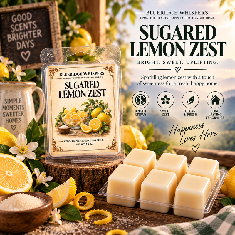 Sugared Lemon Zest – Soy Wax Melt — Blue Ridge Whispers wax melt product photo