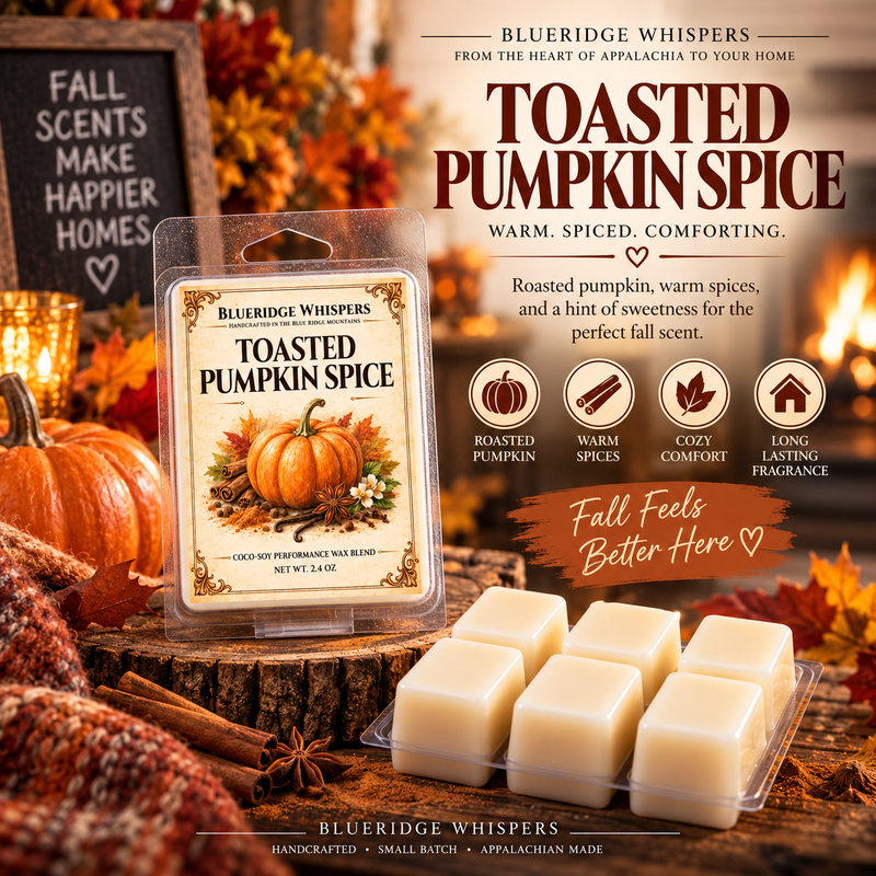 Toasted Pumpkin Spice Wax Melts – Fall Scented Soy — Blue Ridge Whispers wax melt product photo