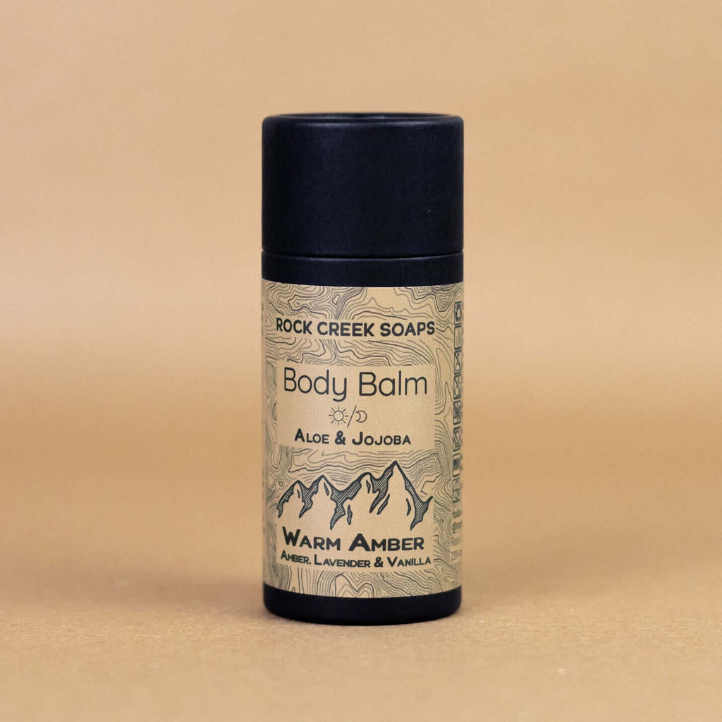 WARM AMBER BODY BALM | Solid Lotion Bar - Black Amber & Vanilla with French Lavender