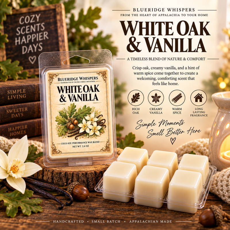 White Oak & Vanilla Soy Wax Melts – Earthy & Smooth Scent — Blue Ridge Whispers wax melt product photo